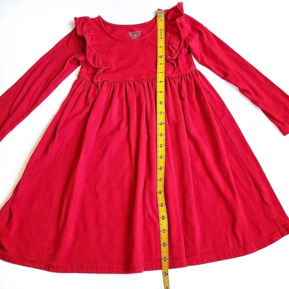 Red 5T Holiday Ruffle Dress Twirl Long Sleeve Jersey - Picture 5 of 5